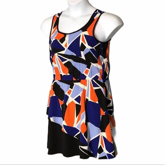 Harlowe & Graham Blue & Orange Geometric Dress Size Small - Picture 6 of 7